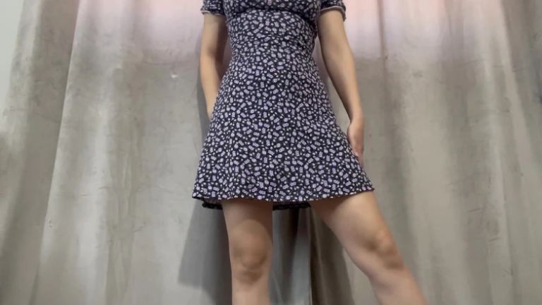 Stepmom Masturbates with Vibrator in Sexy Dress and Brown Pussy