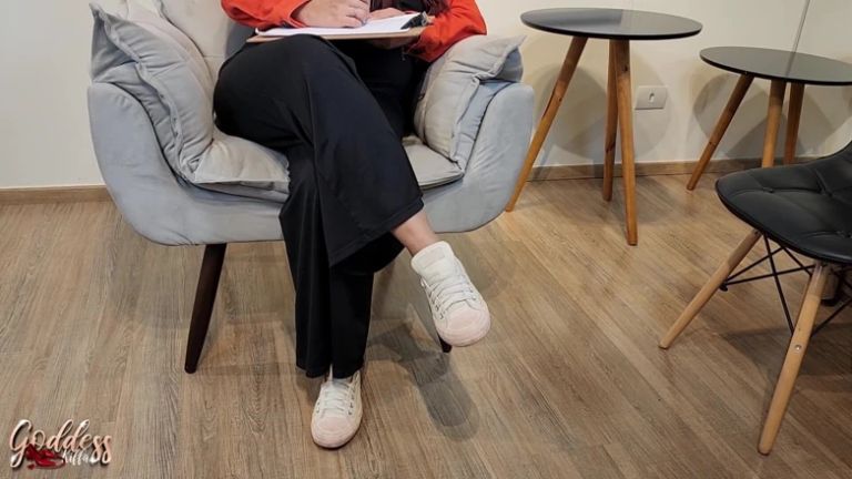 Goddess Kiffa Pathetic Loser Allstar Foot Sniffing Under the Chair