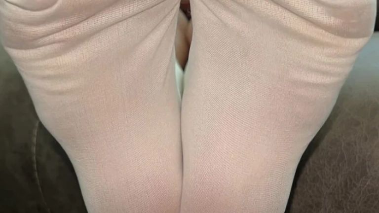 White Nylon Sock Tease in Your Face POV