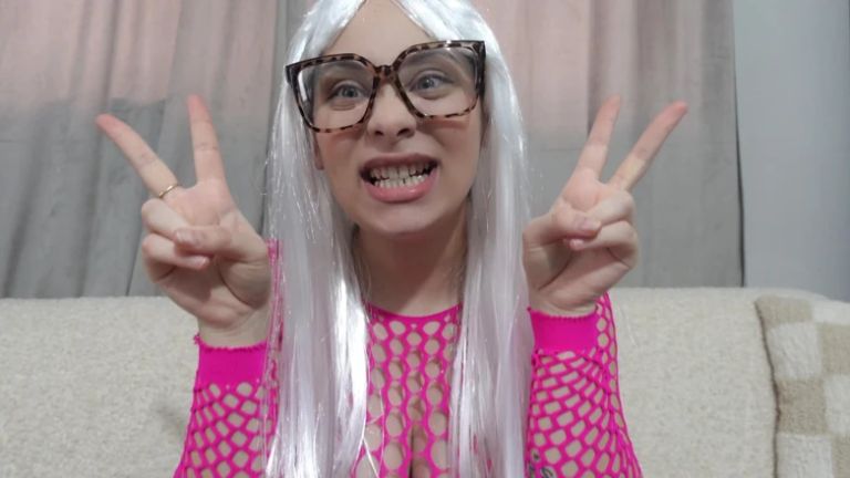 My Stepsister in a Cosplay Outfit Makes a Face Fetish, Ahegao Faces and Silly Faces While Sucking a Dildo and