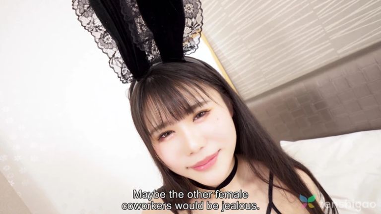 Office Babe Miss Kei Muto Is a Sexy Bunny in Black Lingerie and Bunny Ears