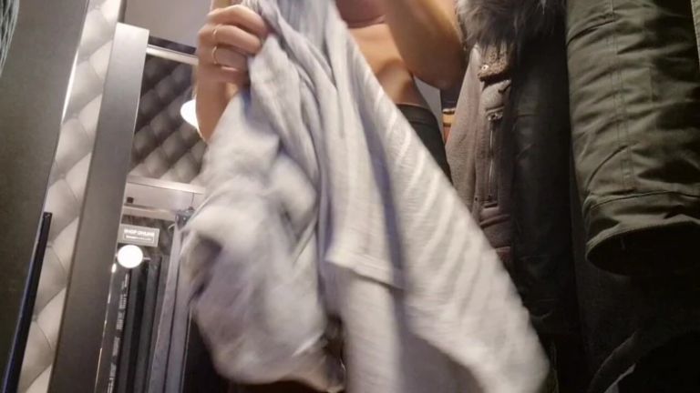 Open Curtain in Fitting Room Flashing of Tits