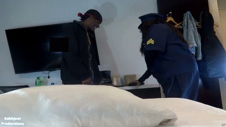 Freaky Latina Cop Wantz Black Thug Cum on Her Feet