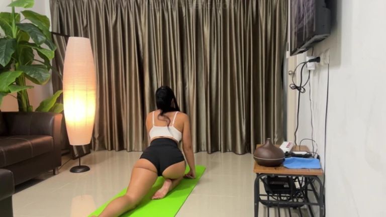 Busty Yoga MILF Fucked Hard on Couch, Facial