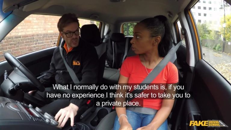 Fake Driving College - Fake Driving College Instructor Saves a Clueless Student From Failure with a Hard Cock Riding