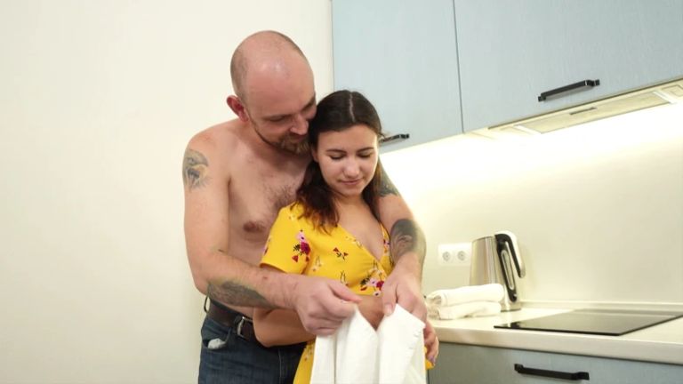Came Home Horny and Filled Her Tight Pussy on the Table