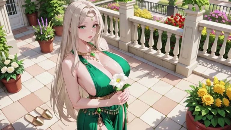 Lazy Afternoon, Naked Kneeling yet Shyly Covering Her Chest. Fingers Touching Wet Private Parts, That White Stain Is so Teasing!